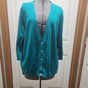 Talbots Teal Button Up Cardigan
